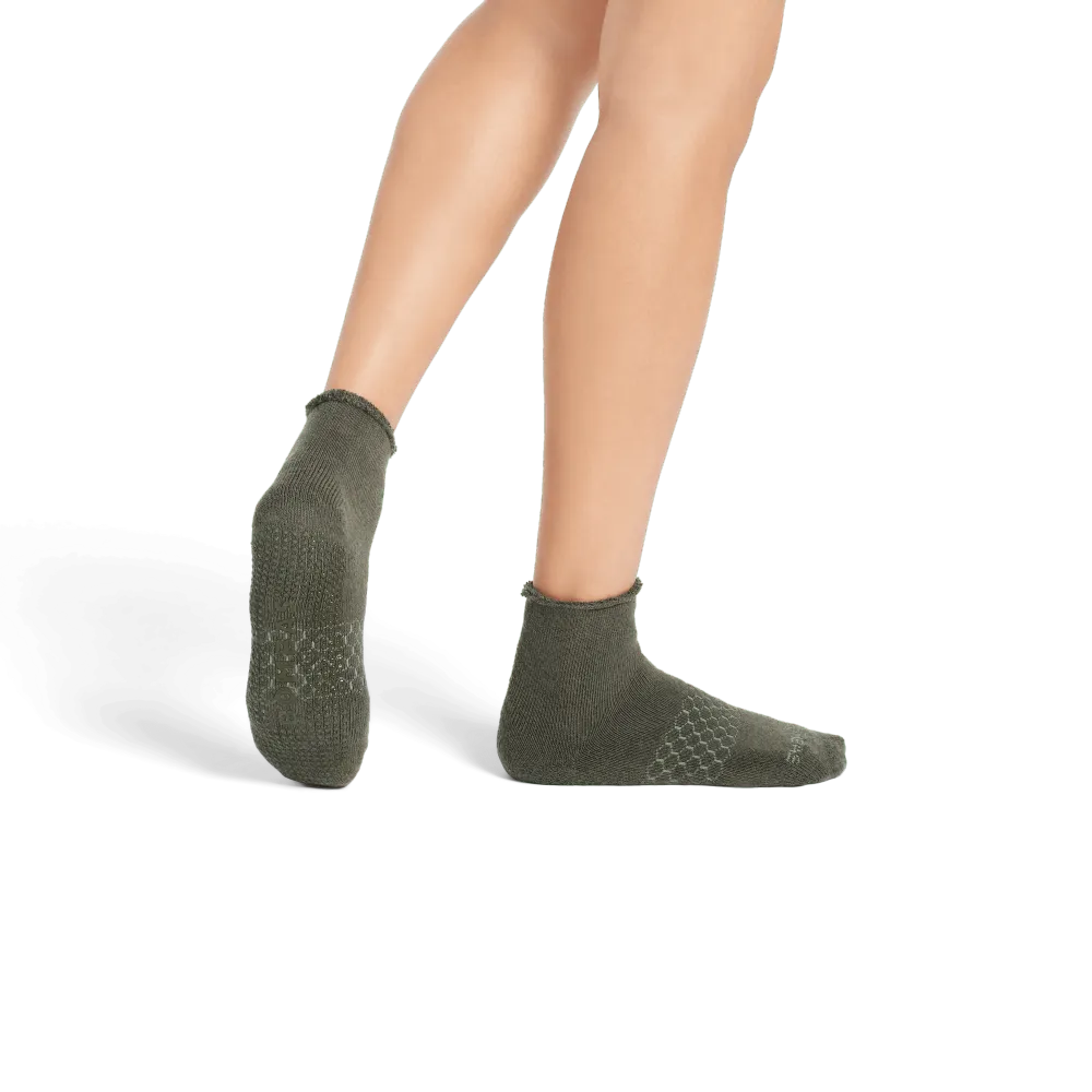 Women's Merino Wool Blend Roll-Top Gripper House Socks