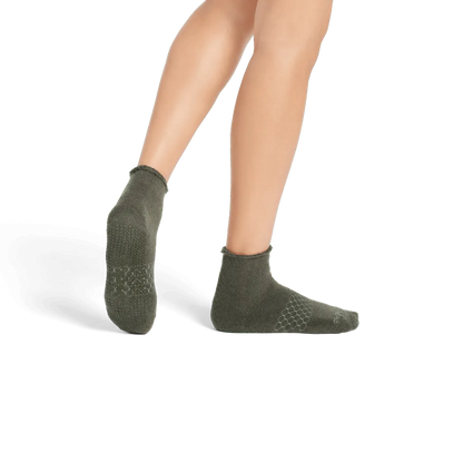 Women's Merino Wool Blend Roll-Top Gripper House Socks