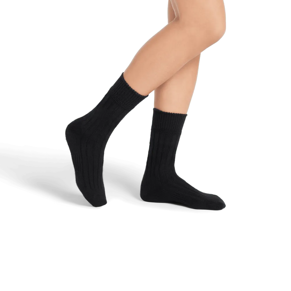 Women's Merino Cashmere Blend Rib Calf Socks