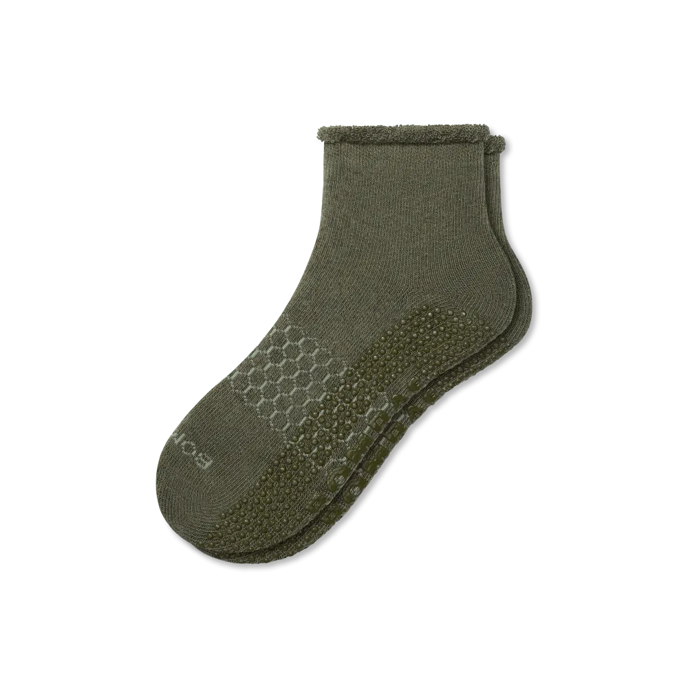 Women's Merino Wool Blend Roll-Top Gripper House Socks