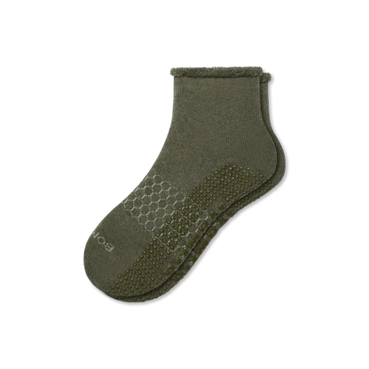Women's Merino Wool Blend Roll-Top Gripper House Socks