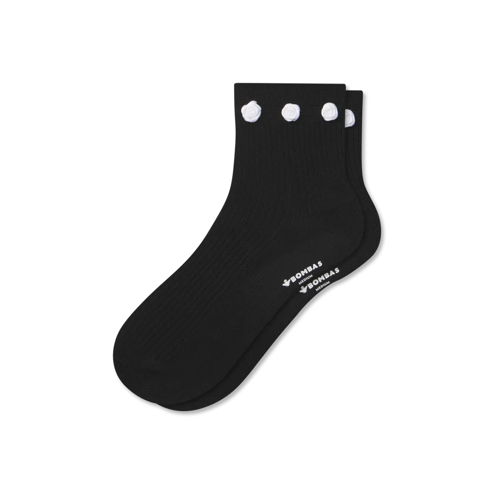 Women's Rosette True Rib Quarter Socks