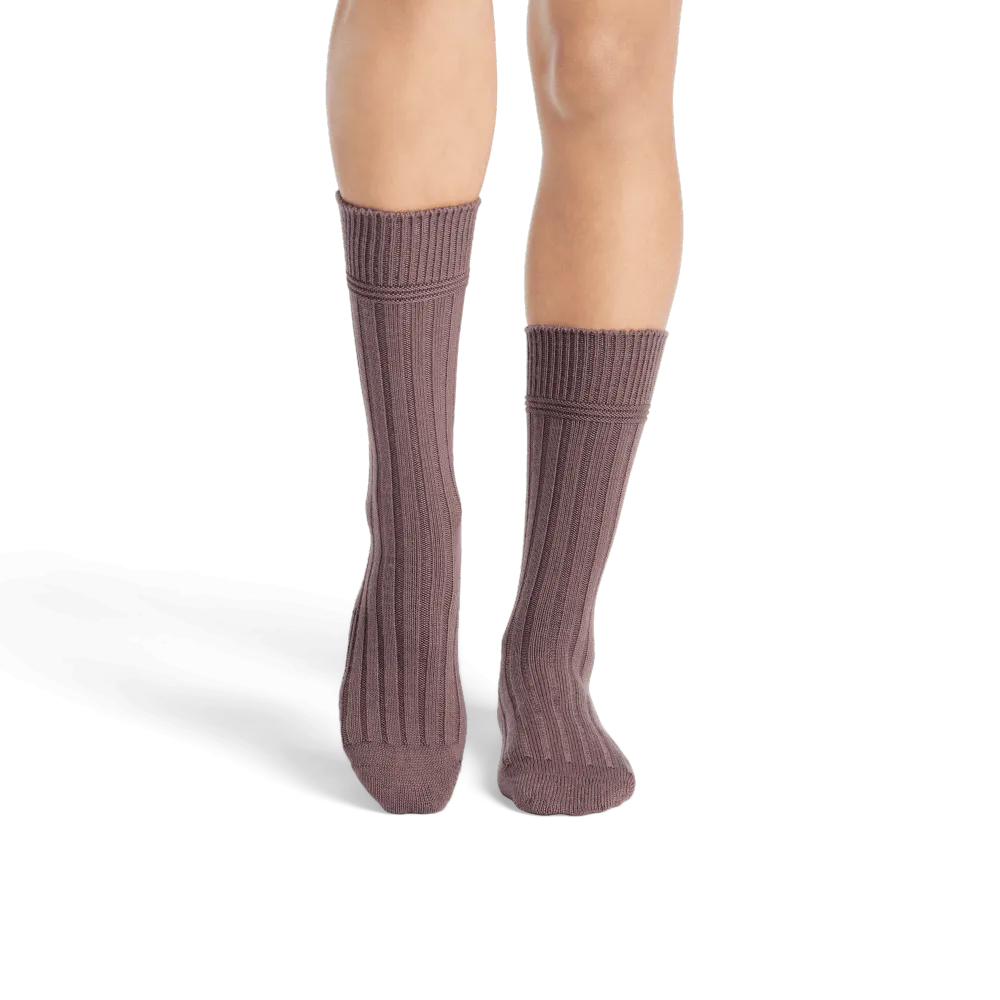 Women's Merino Cashmere Blend Rib Calf Socks