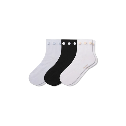 Women's Rosette True Rib Quarter Sock 3-Pack