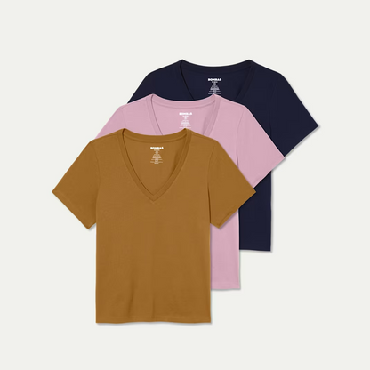 Women's Pima Cotton V-Neck T-Shirt 3-Pack