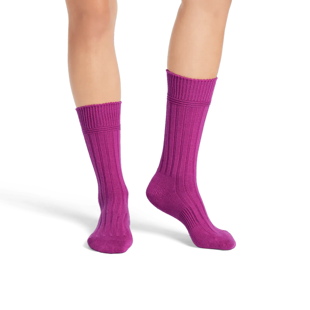 Women's Merino Cashmere Blend Rib Calf Socks