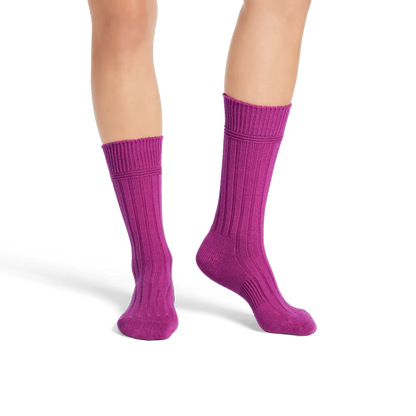Women's Merino Cashmere Blend Rib Calf Socks