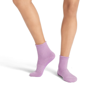 Women's Merino Wool Blend Roll-Top Gripper House Socks