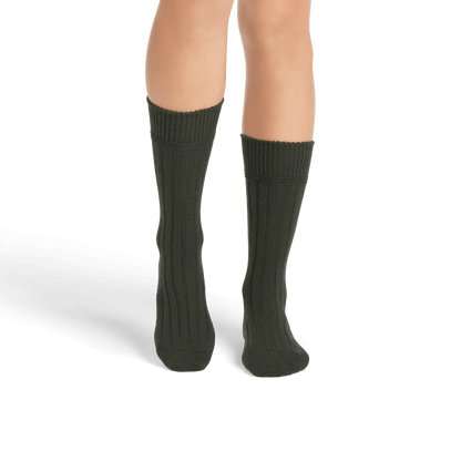 Women's Merino Cashmere Blend Rib Calf Socks