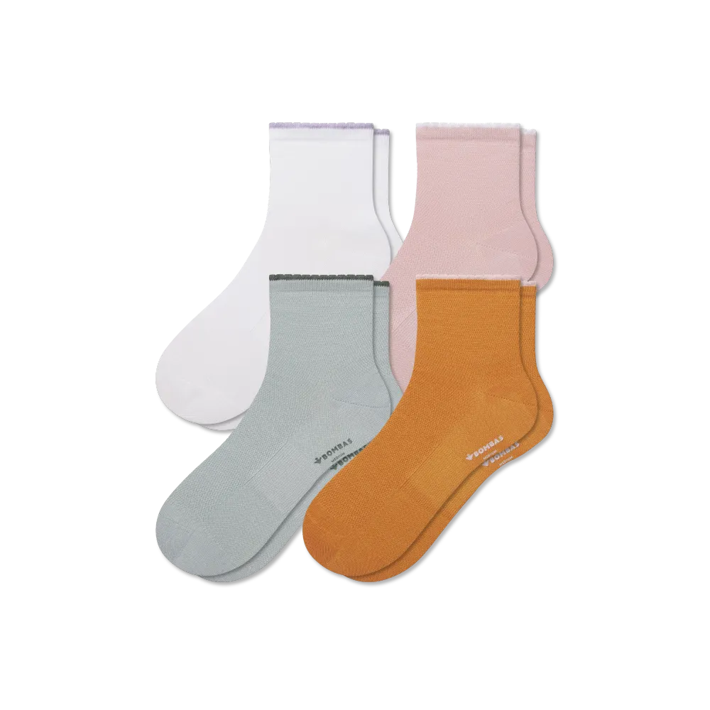 Women¡¯s Scallop Cuff Quarter Sock 4-Pack