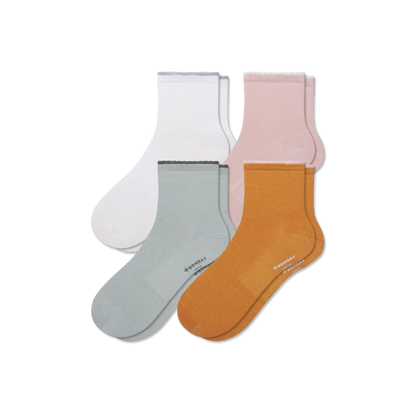 Women¡¯s Scallop Cuff Quarter Sock 4-Pack