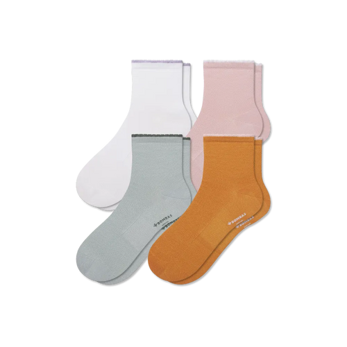 Women¡¯s Scallop Cuff Quarter Sock 4-Pack
