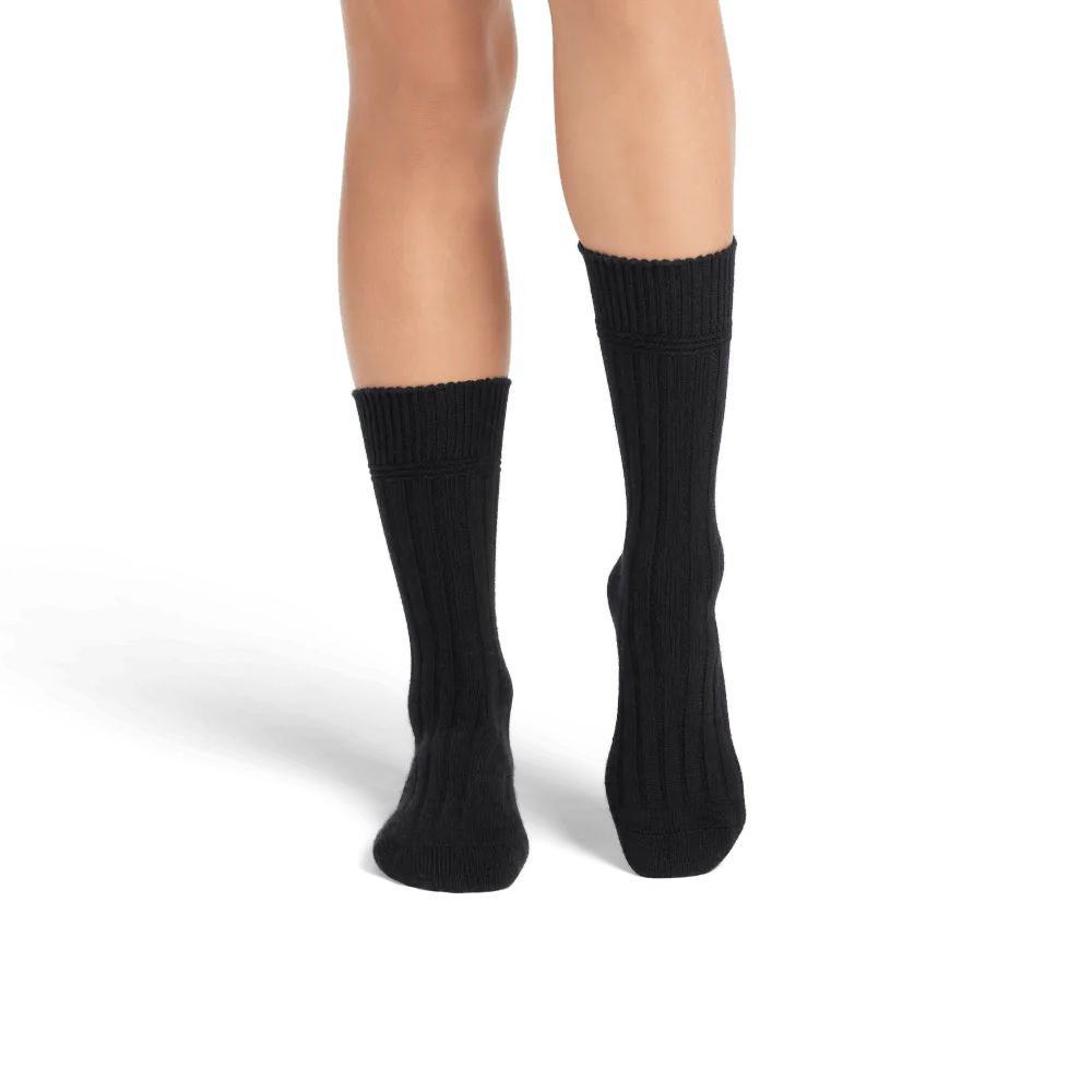 Women's Merino Cashmere Blend Rib Calf Socks
