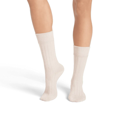 Women's Merino Cashmere Blend Rib Calf Socks