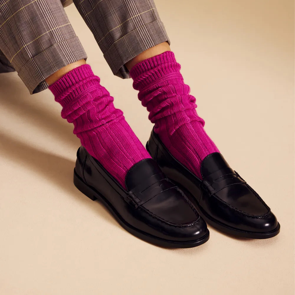 Women's Merino Cashmere Blend Rib Calf Socks