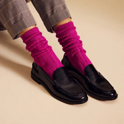 Women's Merino Cashmere Blend Rib Calf Socks