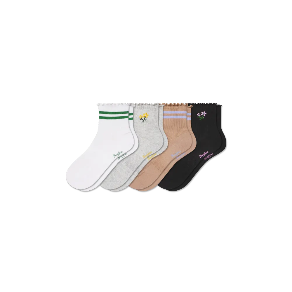 Women's Ruffle Rib Quarter Sock 4-Pack