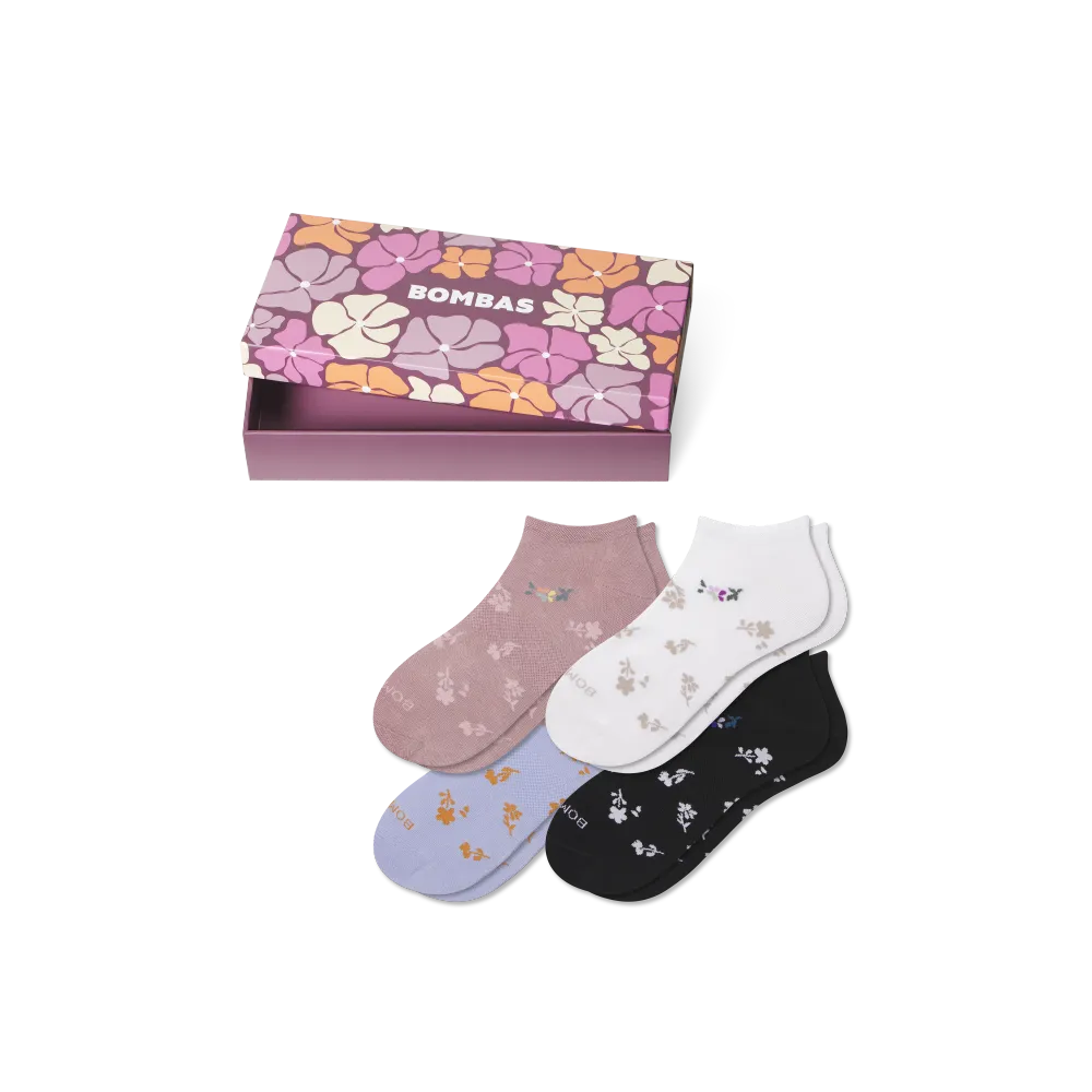 Women's Floral Lightweight Ankle Sock 4-Pack Gift Box