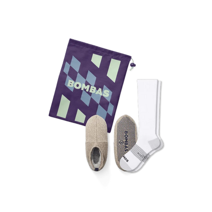 Women's Travel Compression Sock and Gripper Slipper 2-Pack