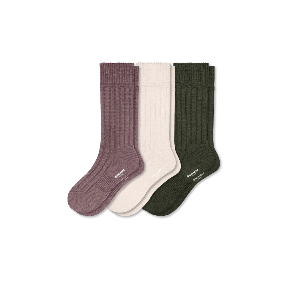 Women's Merino Cashmere Blend Rib Calf Sock 3-Pack