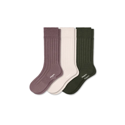 Women's Merino Cashmere Blend Rib Calf Sock 3-Pack