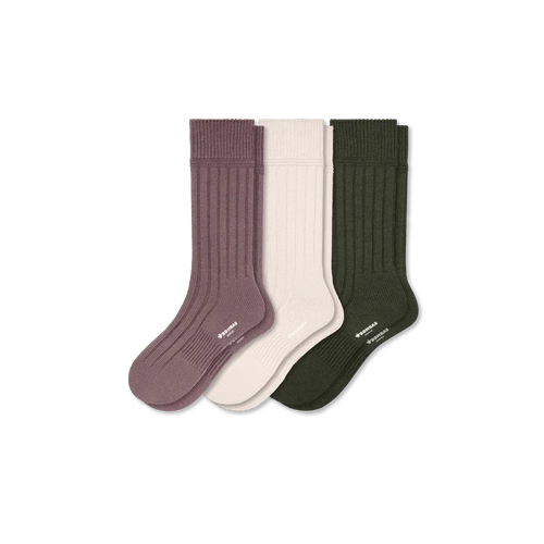 Women's Merino Cashmere Blend Rib Calf Sock 3-Pack