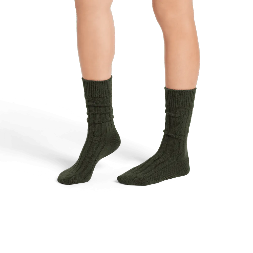 Women's Merino Cashmere Blend Rib Calf Socks
