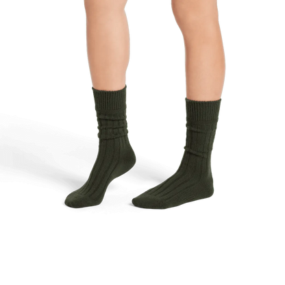 Women's Merino Cashmere Blend Rib Calf Socks