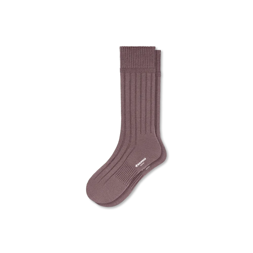 Women's Merino Cashmere Blend Rib Calf Socks