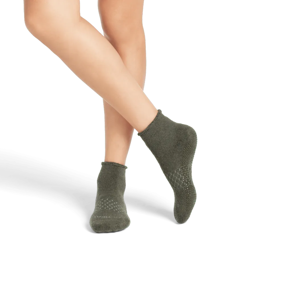 Women's Merino Wool Blend Roll-Top Gripper House Sock 3-Pack