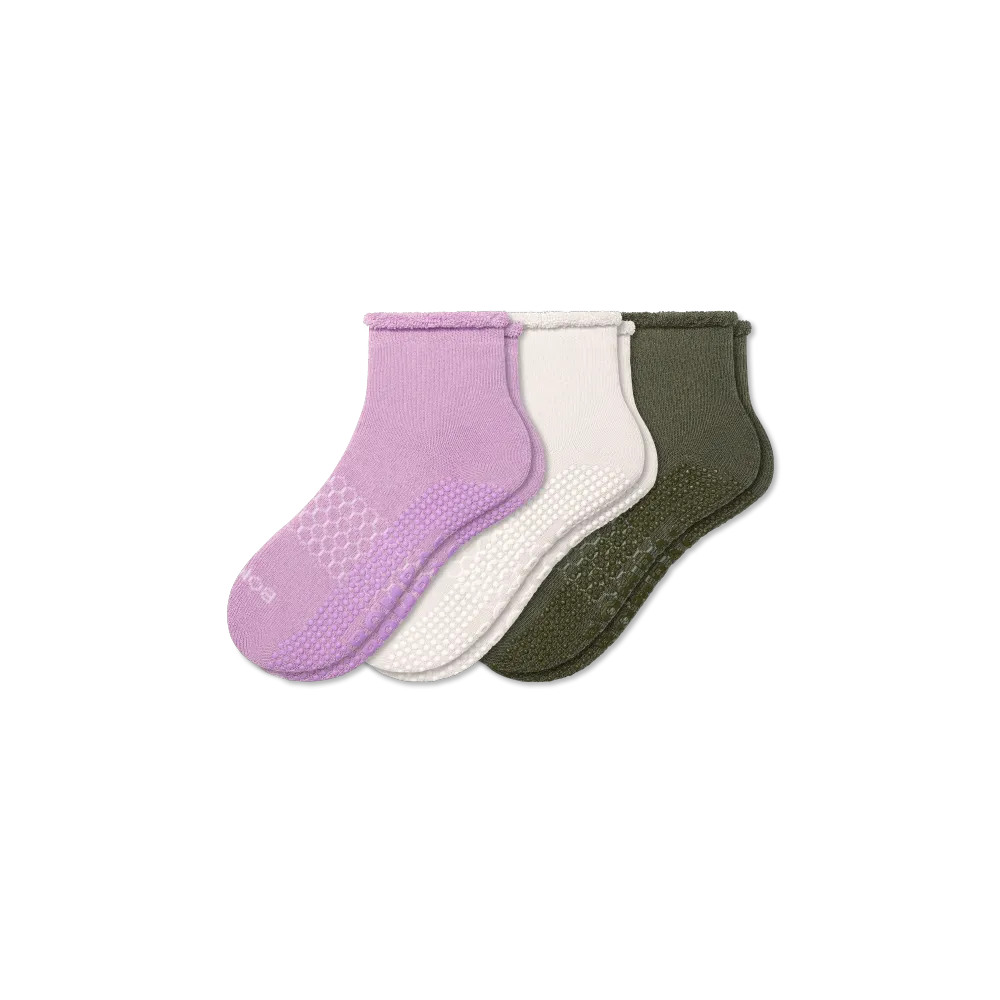 Women's Merino Wool Blend Roll-Top Gripper House Sock 3-Pack
