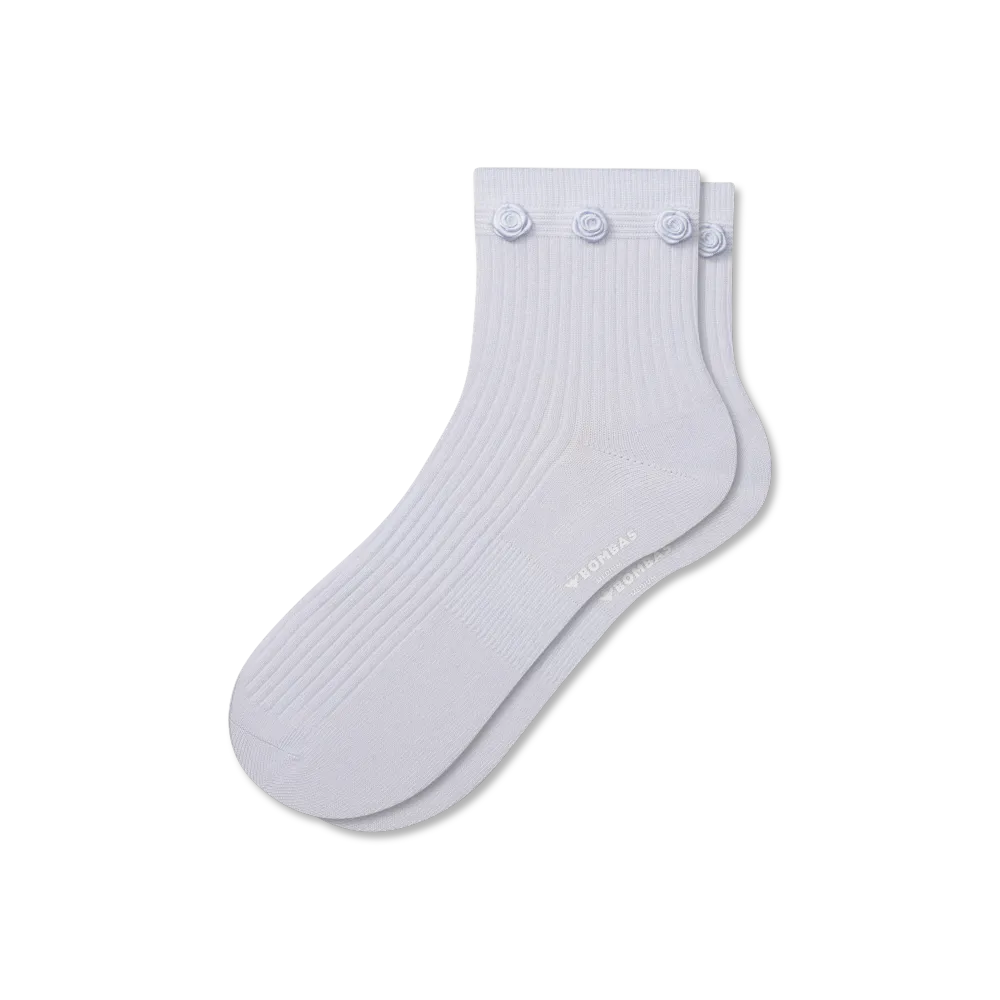 Women's Rosette True Rib Quarter Socks