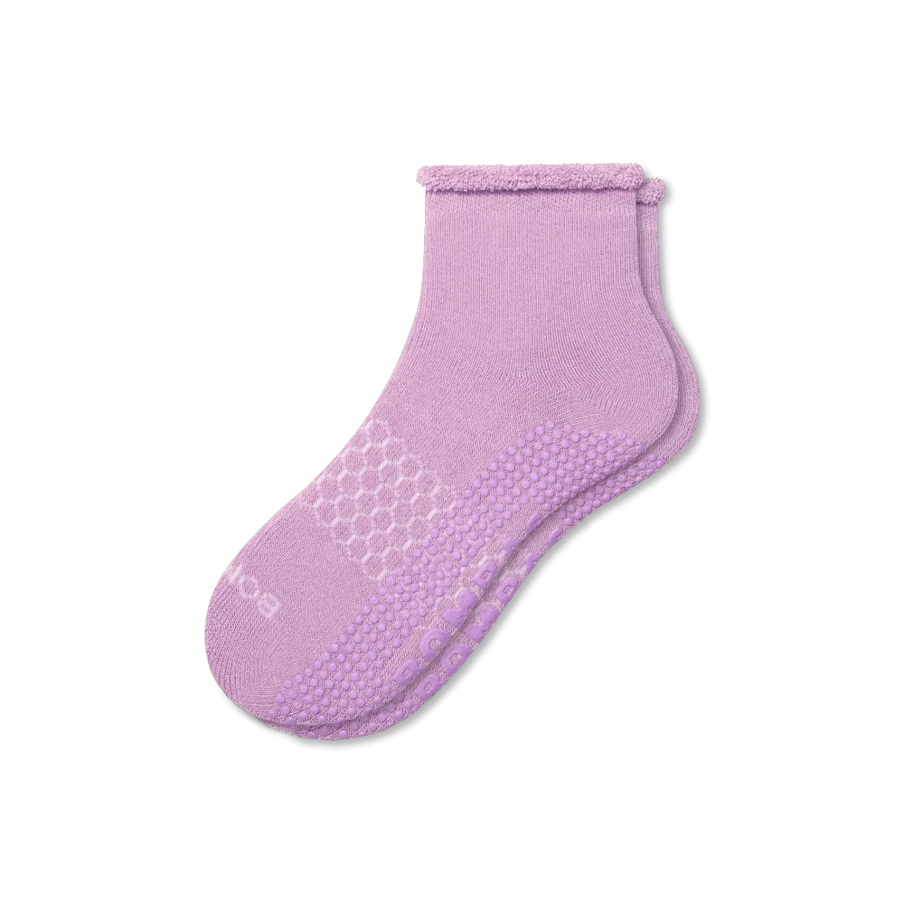 Women's Merino Wool Blend Roll-Top Gripper House Socks