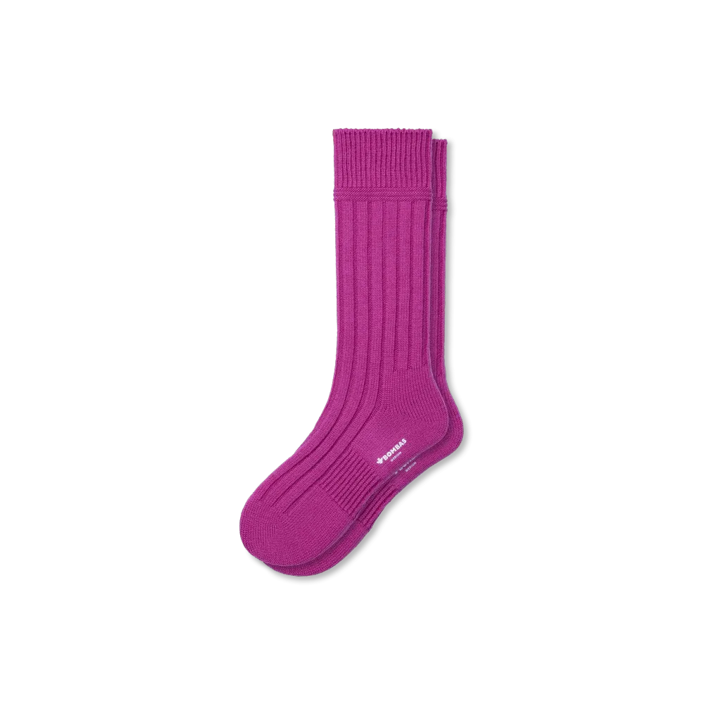 Women's Merino Cashmere Blend Rib Calf Socks