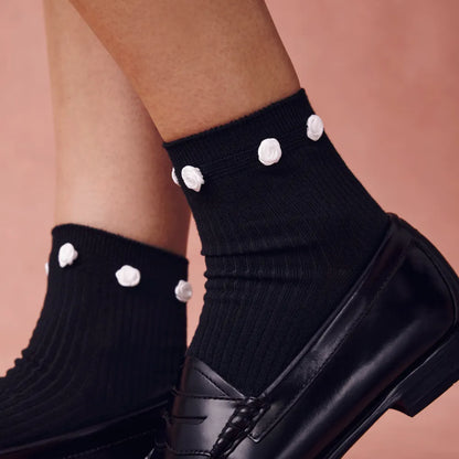 Women's Rosette True Rib Quarter Socks