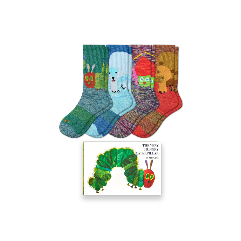 Adult Eric Carle Calf Sock 4-Pack & Book