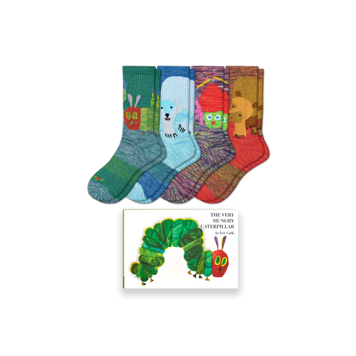 Adult Eric Carle Calf Sock 4-Pack & Book