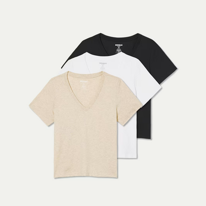 Women's Pima Cotton V-Neck T-Shirt 3-Pack
