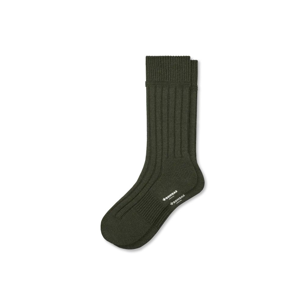 Women's Merino Cashmere Blend Rib Calf Socks