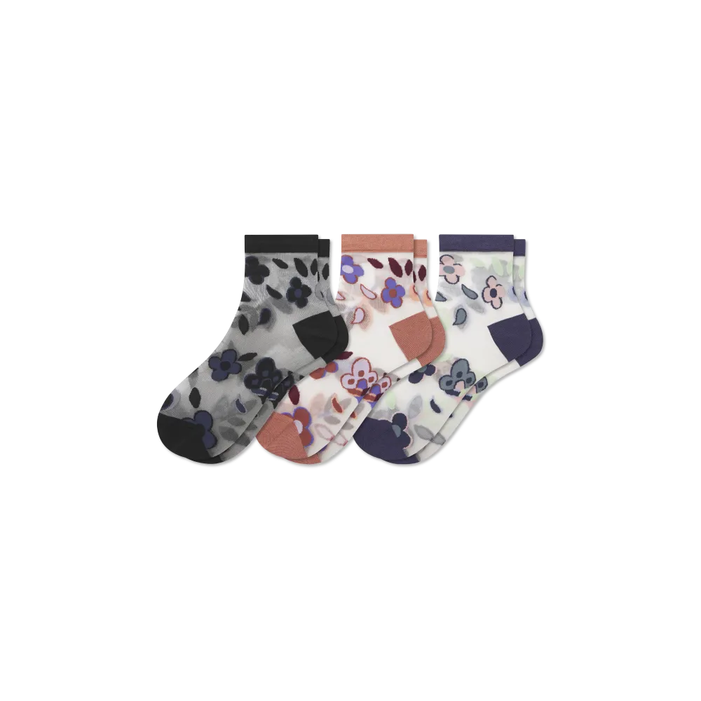 Women¡¯s Sheer Garden Party Quarter Sock 3-Pack
