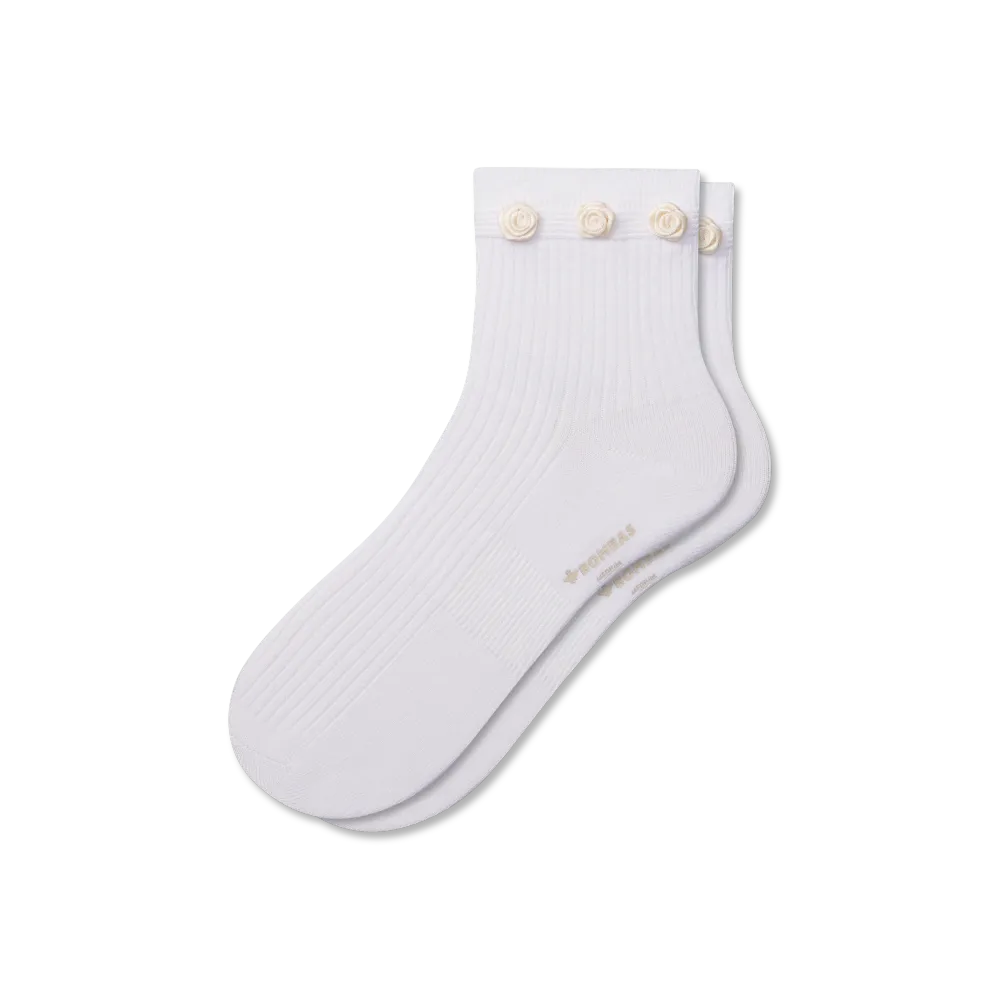 Women's Rosette True Rib Quarter Socks