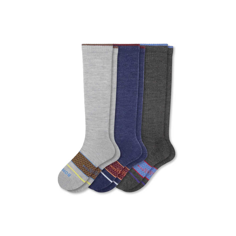 Women's Merino Wool Blend Everyday Compression Sock 3-Pack (15-20mmHg)